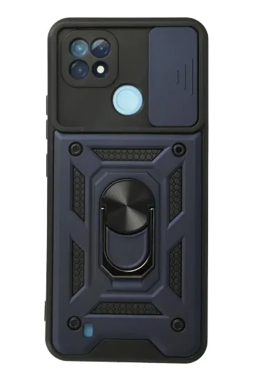 Newface Realme C21 Kılıf Pars Lens Yüzüklü Silikon - Lacivert resmi