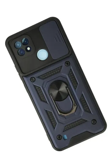 Newface Realme C21 Kılıf Pars Lens Yüzüklü Silikon - Lacivert resmi