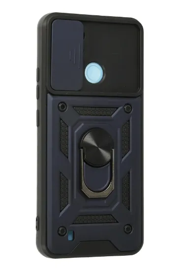 Newface Realme C21 Kılıf Pars Lens Yüzüklü Silikon - Lacivert resmi