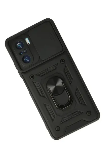 Newface Xiaomi Poco F3 Kılıf Pars Lens Yüzüklü Silikon - Siyah resmi