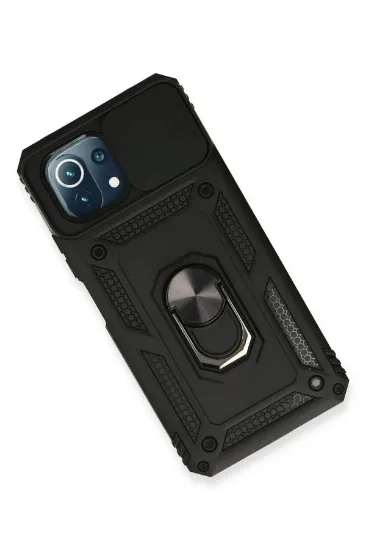 Newface Xiaomi Mİ 11 Lite Kılıf Pars Lens Yüzüklü Silikon - Siyah resmi