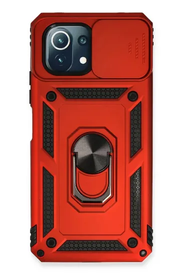 Newface Xiaomi Mİ 11 Lite Kılıf Pars Lens Yüzüklü Silikon - Kırmızı resmi