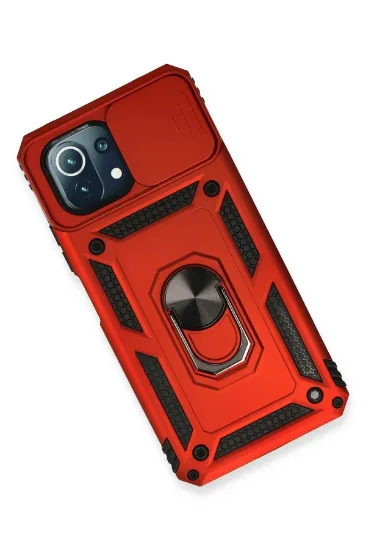 Newface Xiaomi Mİ 11 Lite Kılıf Pars Lens Yüzüklü Silikon - Kırmızı resmi