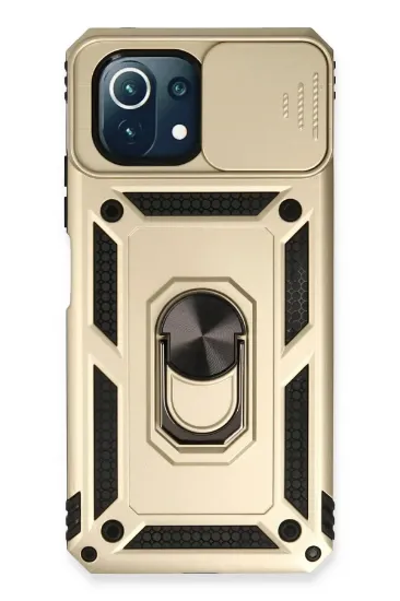 Newface Xiaomi Mİ 11 Lite Kılıf Pars Lens Yüzüklü Silikon - Gold resmi