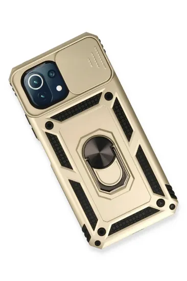 Newface Xiaomi Mİ 11 Lite Kılıf Pars Lens Yüzüklü Silikon - Gold resmi