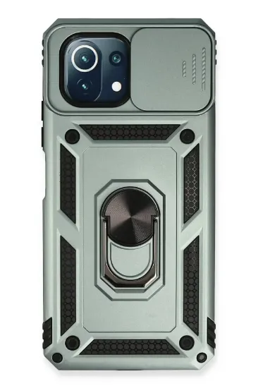 Newface Xiaomi Mİ 11 Lite Kılıf Pars Lens Yüzüklü Silikon - Yeşil resmi