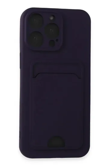 Newface iPhone 15 Pro Max Kılıf Kelvin Kartvizitli Silikon - Derin Mor resmi