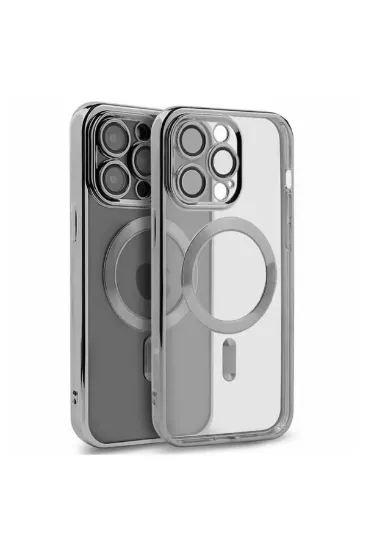 Newface iPhone 15 Pro Max Kılıf Kross Magneticsafe Kapak - Gümüş resmi