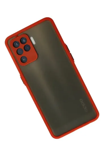 Newface Oppo Reno 5 Lite Kılıf Montreal Silikon Kapak - Kırmızı resmi