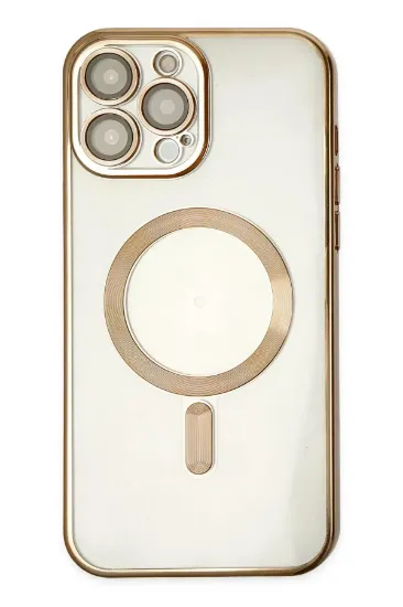 Newface iPhone 13 Pro Max Kılıf Kross Magneticsafe Kapak - Gold resmi