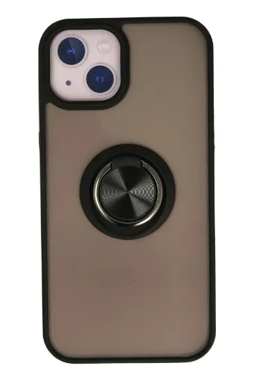 Newface iPhone 15 Kılıf Montreal Yüzüklü Silikon Kapak - Siyah resmi