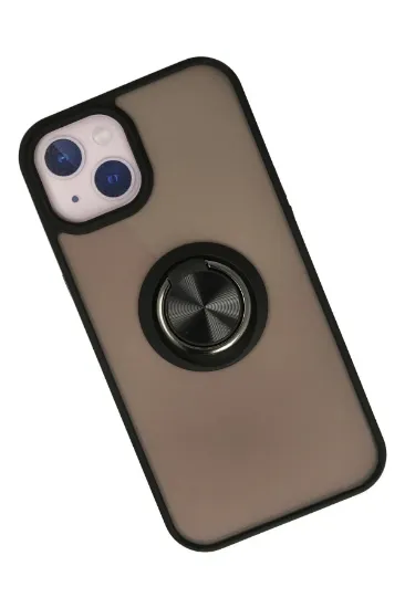 Newface iPhone 15 Kılıf Montreal Yüzüklü Silikon Kapak - Siyah resmi