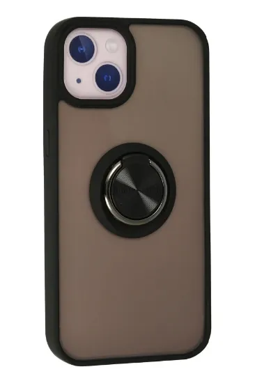 Newface iPhone 15 Kılıf Montreal Yüzüklü Silikon Kapak - Siyah resmi