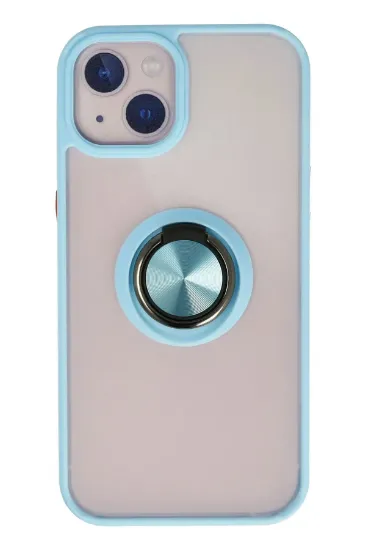 Newface iPhone 15 Kılıf Montreal Yüzüklü Silikon Kapak - Buz Mavi resmi