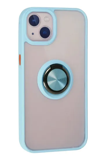 Newface iPhone 15 Kılıf Montreal Yüzüklü Silikon Kapak - Buz Mavi resmi