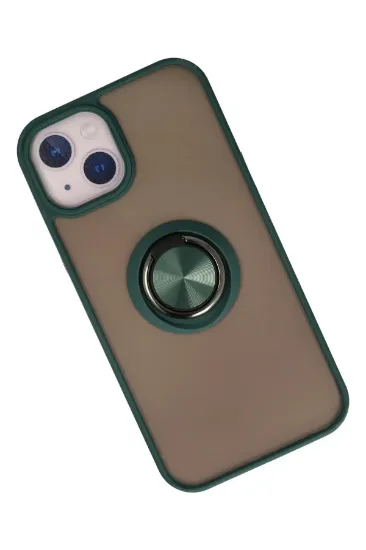 Newface iPhone 15 Kılıf Montreal Yüzüklü Silikon Kapak - Yeşil resmi