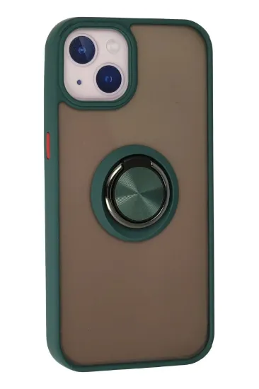 Newface iPhone 15 Kılıf Montreal Yüzüklü Silikon Kapak - Yeşil resmi