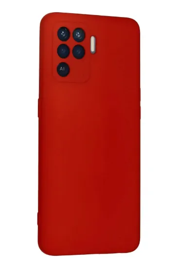 Newface Oppo Reno 5 Lite Kılıf Nano içi Kadife Silikon - Kırmızı resmi