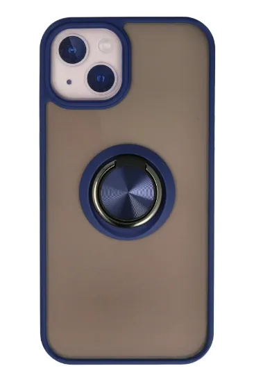 Newface iPhone 15 Kılıf Montreal Yüzüklü Silikon Kapak - Lacivert resmi