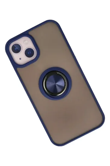 Newface iPhone 15 Kılıf Montreal Yüzüklü Silikon Kapak - Lacivert resmi
