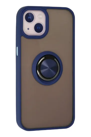 Newface iPhone 15 Kılıf Montreal Yüzüklü Silikon Kapak - Lacivert resmi