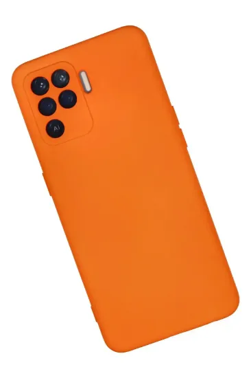 Newface Oppo Reno 5 Lite Kılıf Nano içi Kadife Silikon - Turuncu resmi