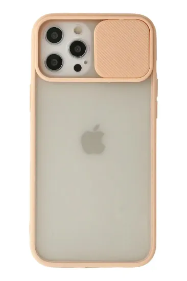 Newface iPhone 12 Pro Max Kılıf Palm Buzlu Kamera Sürgülü Silikon - Pembe resmi