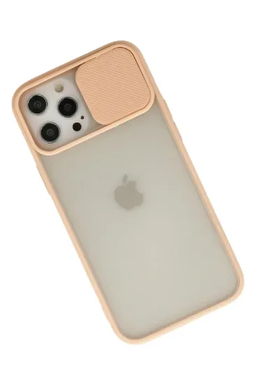 Newface iPhone 12 Pro Max Kılıf Palm Buzlu Kamera Sürgülü Silikon - Pembe resmi