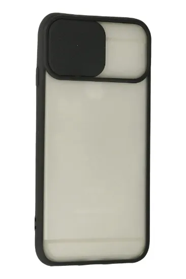 Newface iPhone 6 Plus Kılıf Palm Buzlu Kamera Sürgülü Silikon - Siyah resmi