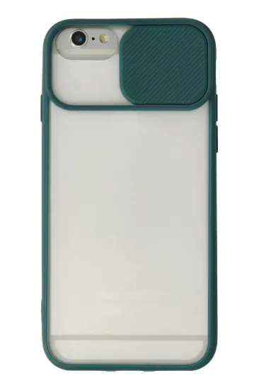 Newface iPhone 6 Plus Kılıf Palm Buzlu Kamera Sürgülü Silikon - Yeşil resmi