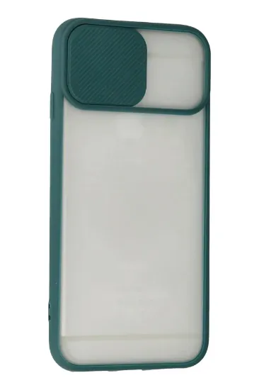 Newface iPhone 6 Plus Kılıf Palm Buzlu Kamera Sürgülü Silikon - Yeşil resmi