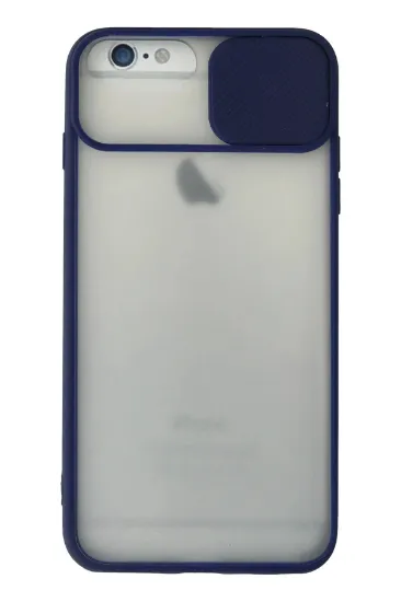 Newface iPhone 6 Plus Kılıf Palm Buzlu Kamera Sürgülü Silikon - Lacivert resmi