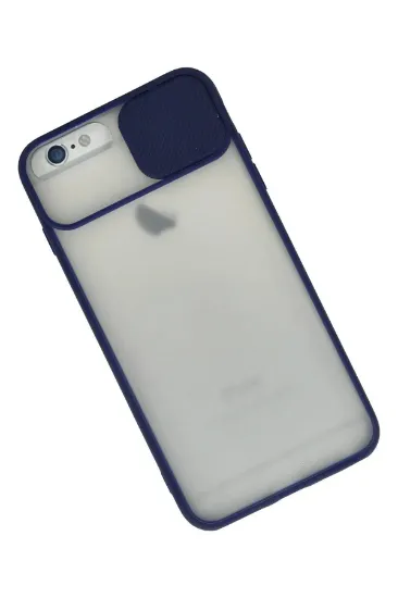 Newface iPhone 6 Plus Kılıf Palm Buzlu Kamera Sürgülü Silikon - Lacivert resmi