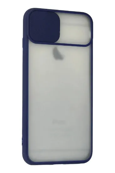 Newface iPhone 6 Plus Kılıf Palm Buzlu Kamera Sürgülü Silikon - Lacivert resmi