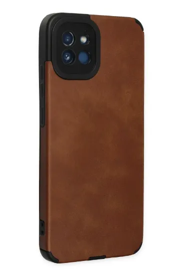 Newface Samsung Galaxy A03 Kılıf Loop Deri Silikon - Kahverengi resmi