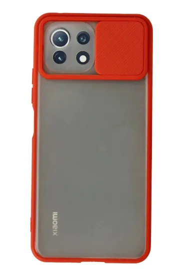 Newface Xiaomi Mİ 11 Lite Kılıf Palm Buzlu Kamera Sürgülü Silikon - Kırmızı resmi