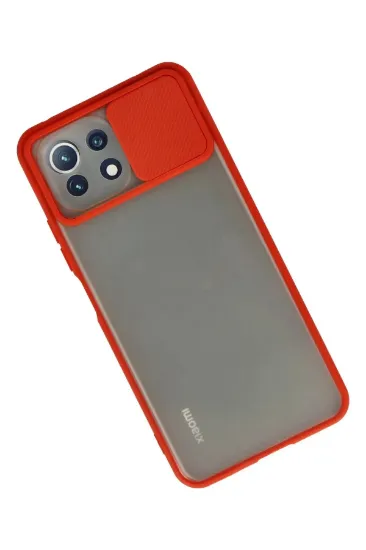 Newface Xiaomi Mİ 11 Lite Kılıf Palm Buzlu Kamera Sürgülü Silikon - Kırmızı resmi