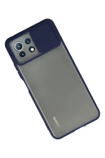 Newface Xiaomi Mİ 11 Lite Kılıf Palm Buzlu Kamera Sürgülü Silikon - Lacivert resmi