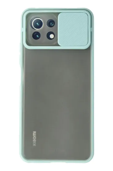 Newface Xiaomi Mİ 11 Lite Kılıf Palm Buzlu Kamera Sürgülü Silikon - Turkuaz resmi