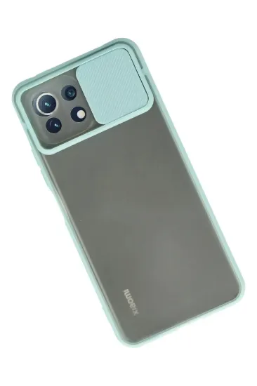 Newface Xiaomi Mİ 11 Lite Kılıf Palm Buzlu Kamera Sürgülü Silikon - Turkuaz resmi