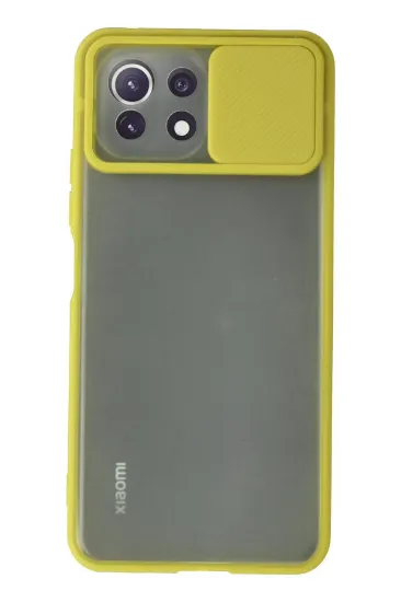 Newface Xiaomi Mİ 11 Lite Kılıf Palm Buzlu Kamera Sürgülü Silikon - Sarı resmi