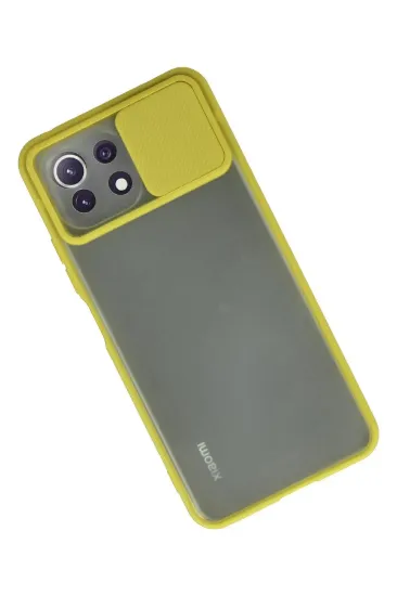 Newface Xiaomi Mİ 11 Lite Kılıf Palm Buzlu Kamera Sürgülü Silikon - Sarı resmi