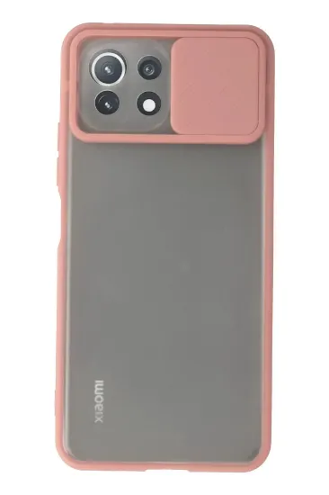 Newface Xiaomi Mİ 11 Lite Kılıf Palm Buzlu Kamera Sürgülü Silikon - Pembe resmi