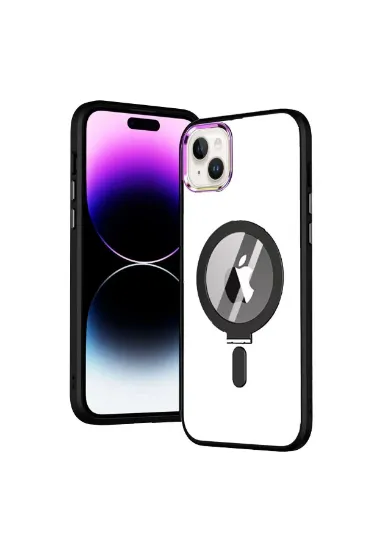 Newface iPhone 15 Kılıf Mudo Magneticsafe Standlı Kapak - Siyah resmi