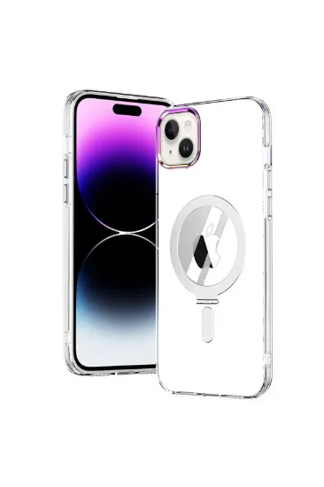 Newface iPhone 15 Kılıf Mudo Magneticsafe Standlı Kapak - Şeffaf resmi