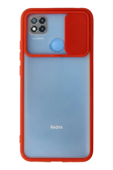 Newface Xiaomi Redmi 9C Kılıf Palm Buzlu Kamera Sürgülü Silikon - Kırmızı resmi