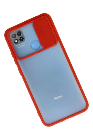 Newface Xiaomi Redmi 9C Kılıf Palm Buzlu Kamera Sürgülü Silikon - Kırmızı resmi