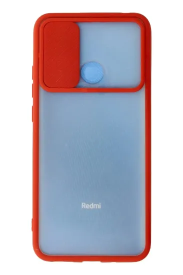 Newface Xiaomi Redmi 9C Kılıf Palm Buzlu Kamera Sürgülü Silikon - Kırmızı resmi