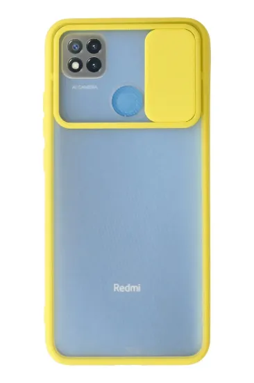 Newface Xiaomi Redmi 9C Kılıf Palm Buzlu Kamera Sürgülü Silikon - Sarı resmi