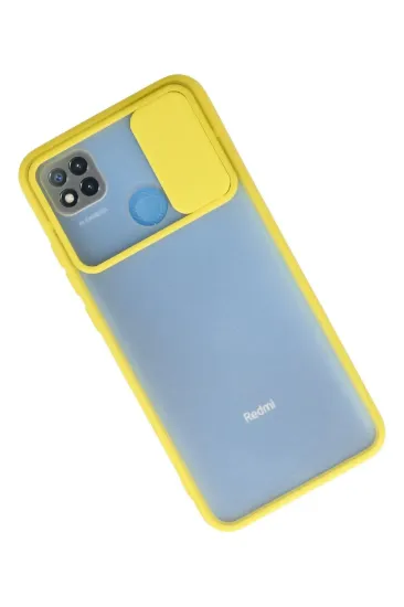 Newface Xiaomi Redmi 9C Kılıf Palm Buzlu Kamera Sürgülü Silikon - Sarı resmi